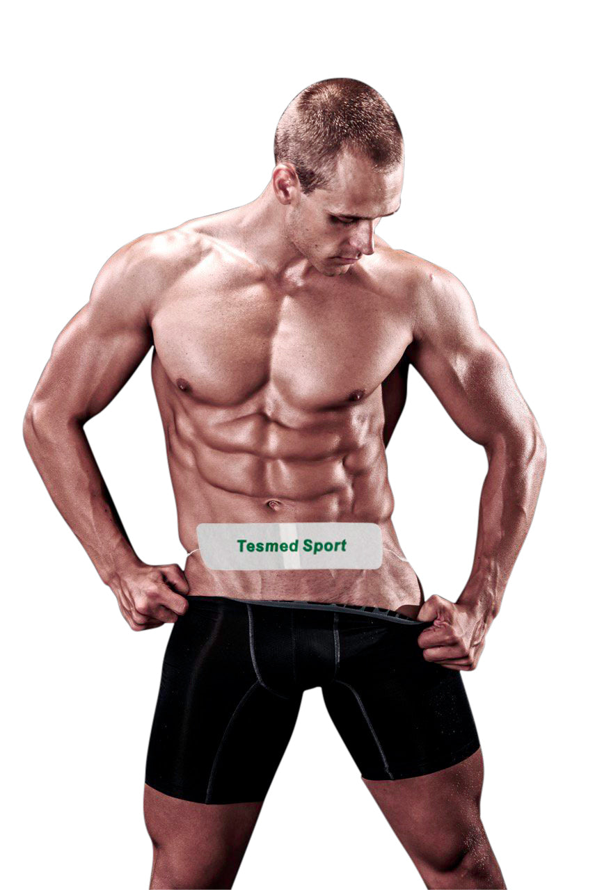 TESMED SPORT: giant stim pad for abdominals, suitable for all muscle stimulators with 2 mm plug cables.